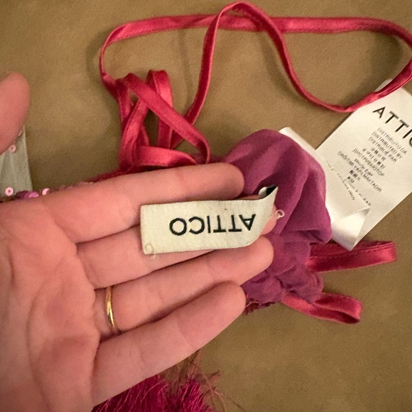 The Attico pink sequin drawstring shoulder drawstring bag small - Picture 5 of 8